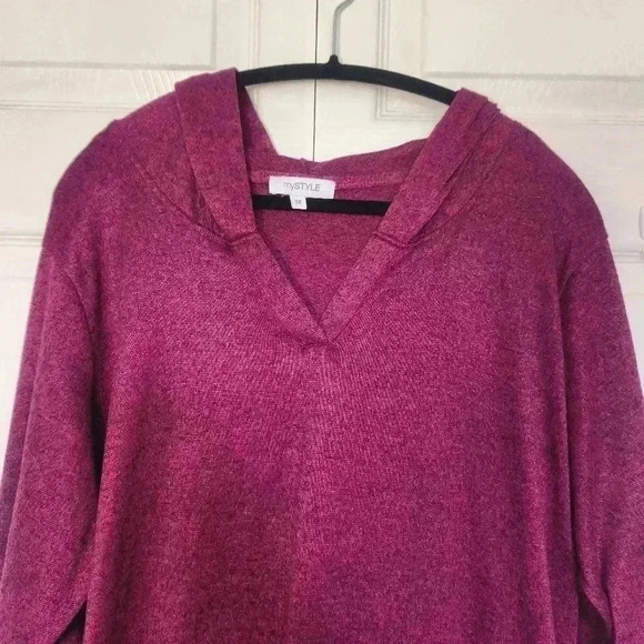 mySTYLE Women's Plus Hoodie with Tie Front in  Fuschia - Size 3x - Picture 3 of 10